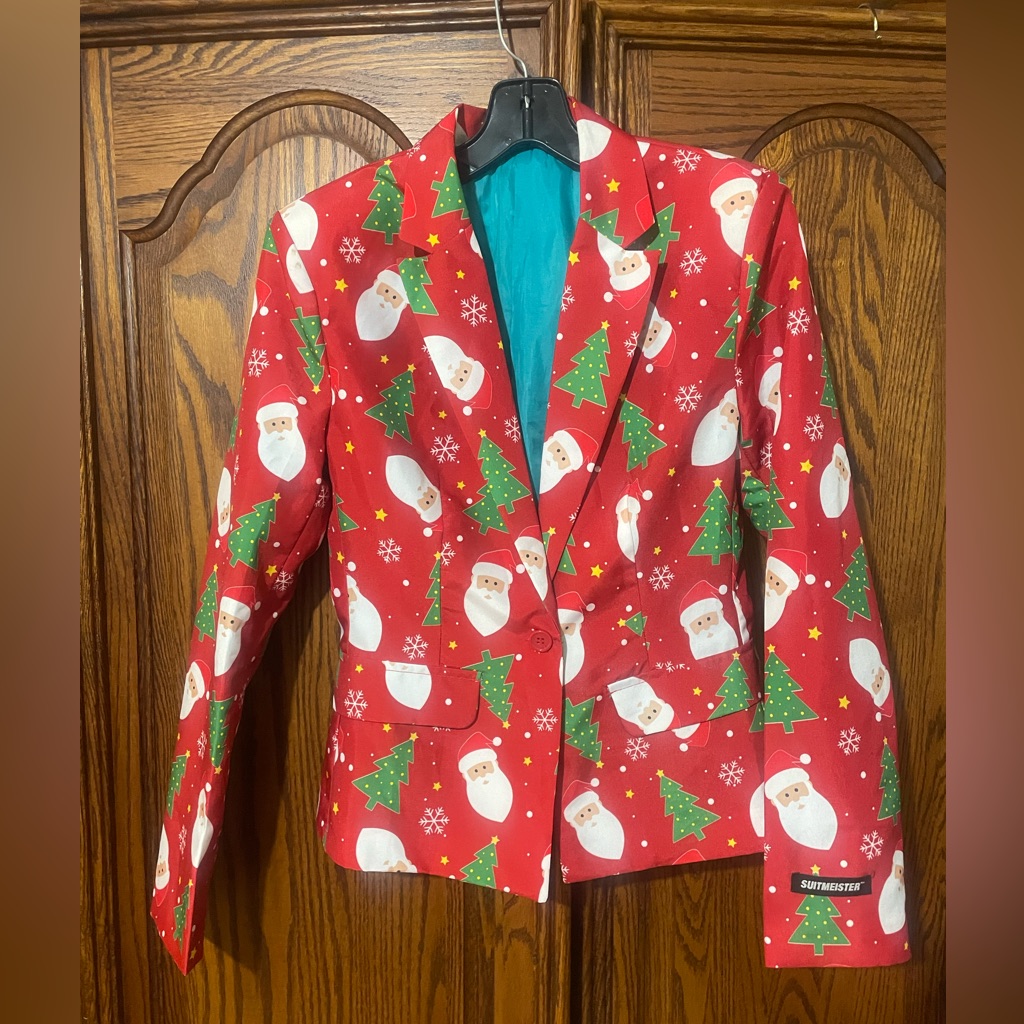 Festive Suitmeister Red Santa Tree Blazer Women’s Small (6/8) Christmas Jacket